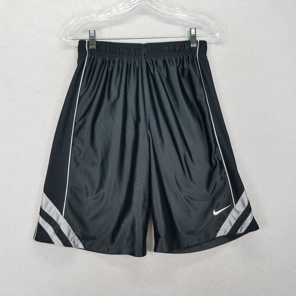 Vintage Nike Basketball Shorts YOUTH L Black White Retro Stripe Y2K Athletic Gym